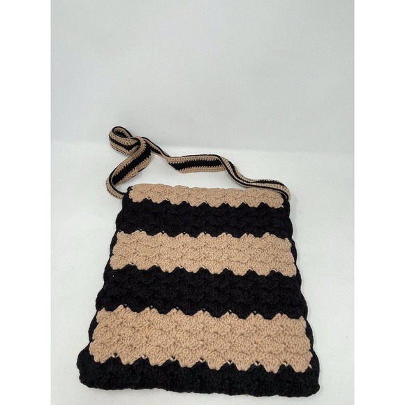 Vintage NEW Boho Acrylic Crochet Woven Hand Bag Purse Hippie Pockets Grannycore - Picture 3 of 15